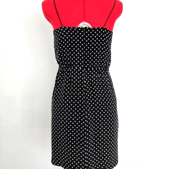 Black and Cream Silk Polka Dot Dress  Knee Length - Picture 7 of 8